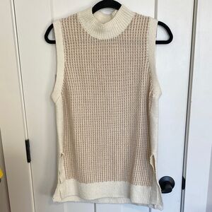 Club Monaco Cream and Tan Knit Vest